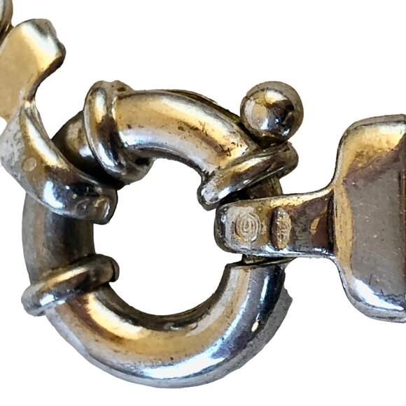Sterling Silver Chain Bracelet Vintage Signed 16 grams Made in Italy 7.5" - Picture 9 of 13